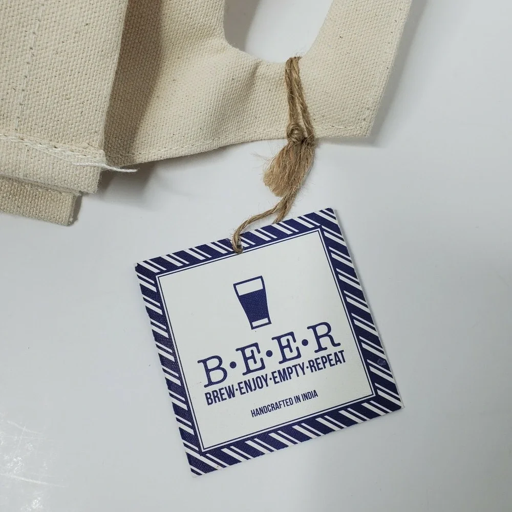 Canvas Beer Tote/Carrier - Reusable - Una Cerveza Por Favor - Lot of 2
